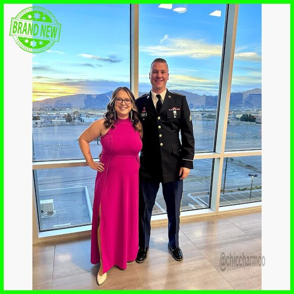 Halter Neck Maxi Dress with High Waist and Side Split for Formal Events - Picture 5 of 5